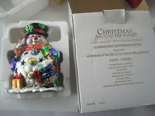 Christmas Around The World Shimmering Snowman Votive w/ Box EUC picture