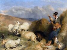 Dream-art Oil painting girl Lassie-Herding-Sheep-Sir-Edwin-Landseer-Oil-Painting picture