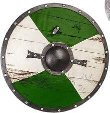 Viking Style Wooden Beautiful Designer Green Round larp  Wooden Shield Gift picture
