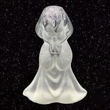 Vintage Viking Glass Crystal Frosted Praying Girl Paperweight Bookend Hand Made picture