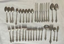 34 pc Set Estia Baroque Stainless 12 Fork 9 Spoon 7 Knife + 6 Serving Flatware picture
