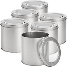 Tosnail 6 Pack round Metal Tins Canister with Window Top Lid, 17 Oz Tin Can Box, picture