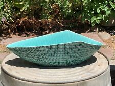 Vintage Roselane Pasadena Pottery RARE MCM Serving Bowl Atomic  Turquoise 15” picture