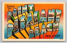 Greetings From Point Pleasant Beach New Jersey Vintage Unposted Linen Postcard picture