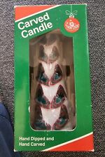 Vintage Christmas Tree Candle 1970/80s Hand Dipped/Carved BRAND NEW in BOX  picture