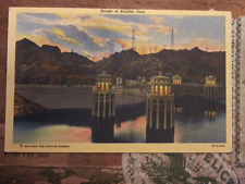linen postcard- sunset at boulder dam, boulder dam service 1946 picture
