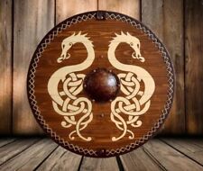 Handmade Wooden Viking Jormungandr Serpent round Battle shield picture