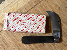 NEW Vintage Sabre Japan 645 Wood Handle Hawkbill Curved Blade Folding Knife picture