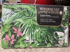 1970’s Springmaid Wondercale Twin Fitted Sheet “Rain Forest” Pattern NIP Green picture