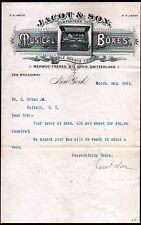 1891 New York - Jacot & Son - Musical Boxes - Rare Letter Head Bill picture