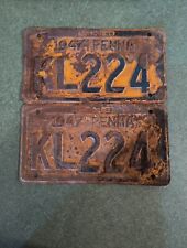 Vintage 1947 Pennsylvania License Plate Matching Pair Penna KL224 picture