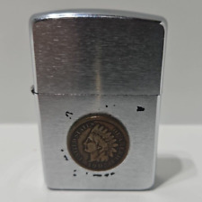 Vintage 1996 Chrome Zippo Lighter With Indian Head Penny Date 1905 picture