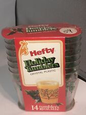 Eight Vintage Holiday Tumblers Hefty New In Package Christmas Holly picture