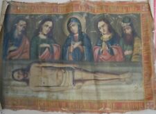 Antique 19c Russian Orthodox Epitaph,Shroud Hand Painted (Plaschanitsa)  picture