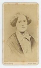 Antique CDV Circa 1870s Lovely Woman Ivory Brooch & Interesting Hair Natick, MA picture