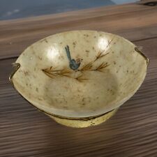 Vintage Mid Century Modern Fiberglass Bowl w Stand Bird On Branch Chip Candy picture