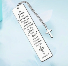 Joshua 1:9 Metal Bookmark Religious Gift Inspirational Christian Cross Pendant picture