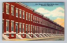 Baltimore MD-Maryland, Row Houses With White Marble Steps, Vintage Postcard picture