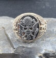 Vintage WWII US Military Army Ring Sterling And 10k Gold Filled by Uncas Sz 10.5 picture
