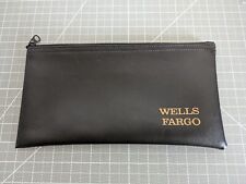 Wells Fargo Bank Money Deposit Bag Black Zipper Pouch 10.75” X 5.5”  picture