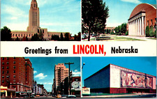 Multi-View Greetings from Lincoln NE, State Capitol, Street, Chrome, Posted 1971 picture