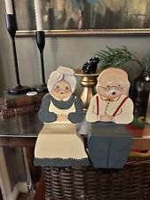 Vintage Rare Handmade farmhouse Shelf Sitters Grandma and Grandma figurines picture