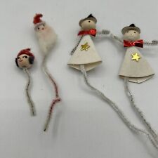 Vintage Chenille Spun Cotton Christmas Ornaments Package Ties Craft Pick Lot 4 picture