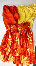 3-piece Women's Yellow/Orange Hula Pau Pa'u Skirt w/2 tops made in Hawaii picture