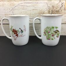 Vintage (2) Mugs Aviary Birds Floral White picture