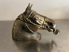 Vintage Ted Arnold Brass Horse Head Tape Dispenser Equestrian Distressed picture