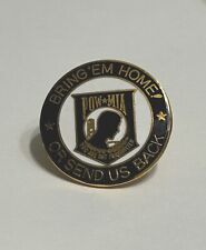 POW MIA 1” PIN - BRING EM HOME OR SEND US BACK you are not forgotten Gold Color picture