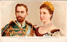 Kronprins Gustaf Kronprinsessan Victoria 1899 Victorian Textured Photo Card  picture