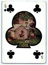 c1910's Five Of Clubs Gambling Card Dog Cage Beaver Creek Minnesota MN Postcard picture