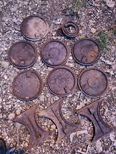 🔥LARGE LOT OF (12) ANTIQUE CAST IRON STOVE COVERS SHIP FREE 😃 picture