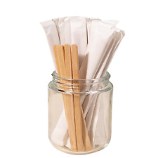 500/1000pcs Individually Wrapped Coffee Stirrers Wood  5.5