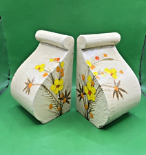 PAIR Vtg MCM Italy Bitossi Pottery Bookend Italian Flowers Grow & Cuttlefish Inc picture