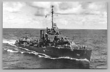 USS Hull DD-350 US Navy WWII Destroyer Ship Underway At Sea 1944 Postcard D11 picture