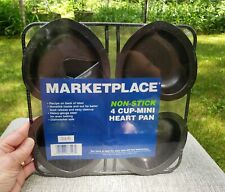 VTG NOS 1996 MARKETPLACE Mini Heart Pan Non-Stick Heavy Gauge 4-Cup Mold Unused picture