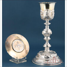 Large Antique Solid Silver Chalice and Paten. 31 cm. France, 19th Century picture