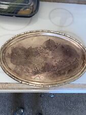 Antique Large Hand Engraved  Brass Serving Tray 17