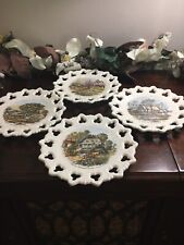 SET OF 4 Vintage Currier & Ives Decorative Plates with Hangers FOUR SEASONS picture