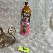 Vintage Blown Glass Angel Girl Playing Horn Ornament 4.25” picture