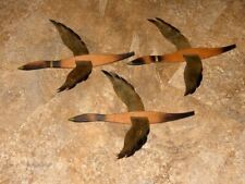 Vintage 1960s Classic MCM Masketeers Wood & Brass Flying Ducks Geese Wall Décor picture