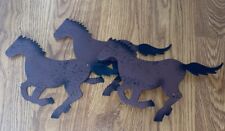 Vintage Metal Trio Western Horse Silhouette 3D Rustic Wall Hanging Plague picture