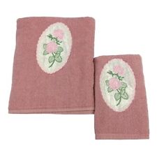 Vintage Cannon Bathroom Towels Bath and Hand Towel Pink Flowers picture