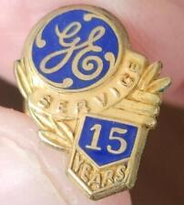 VINTAGE GENERAL ELECTRIC EMPLOYEE G.E. 15 YEAR SERVICE ENAMEL ADVERTISING PIN picture