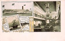Steamer Plymouth Old Colony Steamboat Company Interior View Ship Vtg Postcard E5 picture