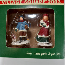 Mervyns Village Square 2003 Kids with Pets 2 pc Set NIB picture