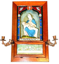 Antique 1900's Catholic Viaticum Last Rites Sick Call Religious Shadow Box picture
