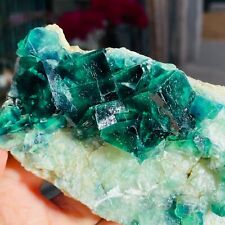 425g Natural Green Cube Fluorite Quartz Crystal Cluster Rough Mineral Specimen picture